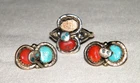 Vintage EFFIE C. ZUNI STERLING SILVER SNAKE RING & EARRINGS SET Coral~Turquoise