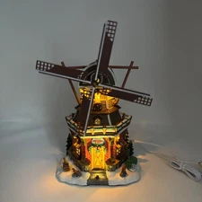 Lemax Carole Towne Wellborn's Windmill Christmas Village Lights Up Movement Box