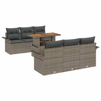 Garten Sofa Set Mit Kissen 7-Teilig Grau Outdoor Terrasse Balkon