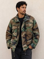 US Army M81 Woodland Camo M65 Cold Weather Field Jacket As Is