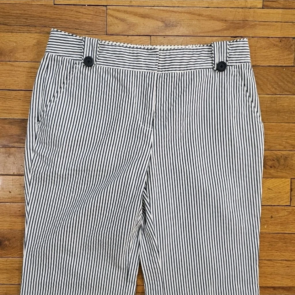 Tory Burch pantalone donna svasato a righe taglia 8 bianco nero