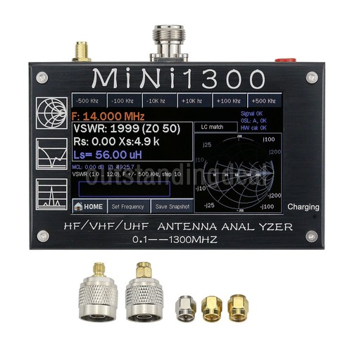 Mini1300 HF/VHF/UHF Antenna Analyzer 0.1-1300MHz 4.3" TFT LCD Touch Screen