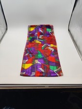 Picasso Scarf Cute Face Girl Red Green Purple Gold PolySilky Branded Sz 12x60