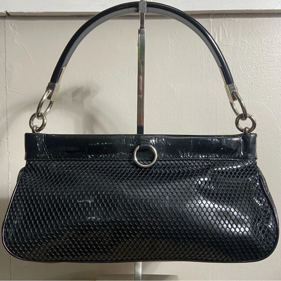 Bolso de Hombro Hobo Brillante Sergio Rossi De Colección Rejilla Plateado Detalles de Herrajes Foto 4 de 4