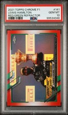 2021 TOPPS CHROME FORMULA 1 RED/GREEN REFRACTOR #141 LEWIS HAMILTON PSA 10