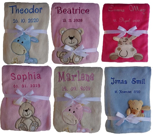 Babydecke Kinderwagendecke Krabbeldecke mit Namen bestickt personalisiert Geburt