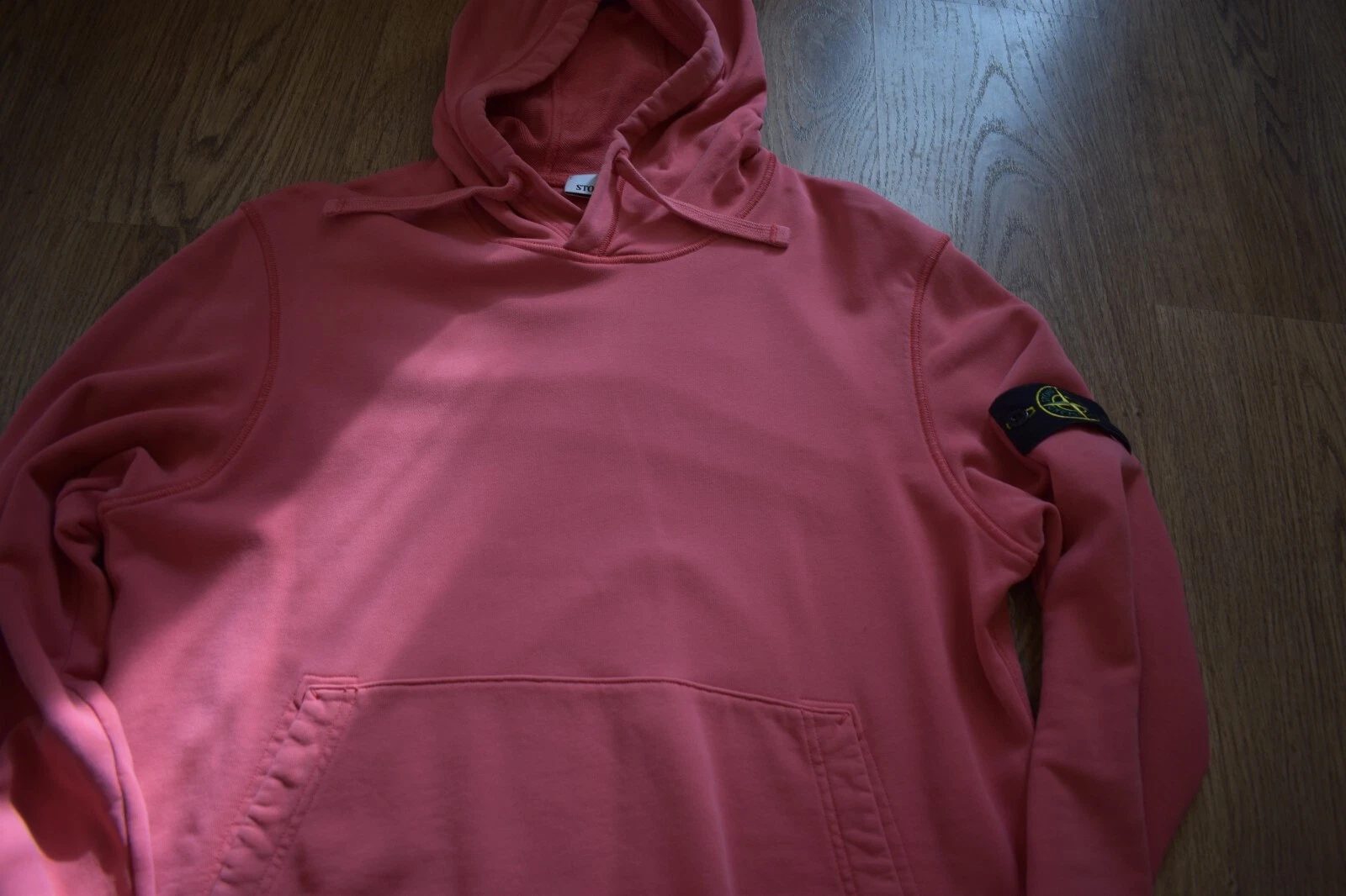 STONE ISLAND ROSA PULLOVER FELPA CON CAPPUCCIO ORIGINALE TAGLIA L PATCH UOMO