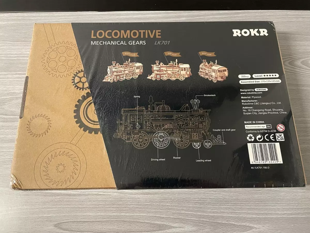 Rokr Locomotive Steam Train Mechanical Gears LK701 3D Wooden Puzzle NEW  SEALED