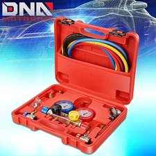 For R134A/R410A/R22 4 Way AC Diagnostic Manifold Gauge Set w/ 5ft Hose+Adapters