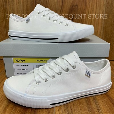HURLEY Women's Carrie Lace-Up Canvas Casual Shoes ~ White ~ Sizes & Condition