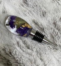 Hand Crafted Resin Expoxy Unique WINE BOTTLE STOPPER made with REAL FLOWERS #J
