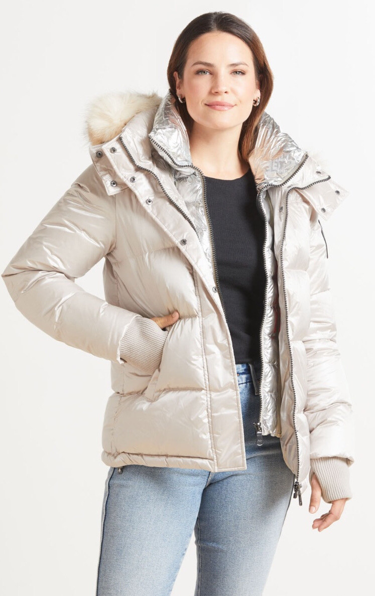 NEW PAJAR WOMEN'S ARCTIC FF QUILTED PUFFER FAUX FUR TRIM HOODED