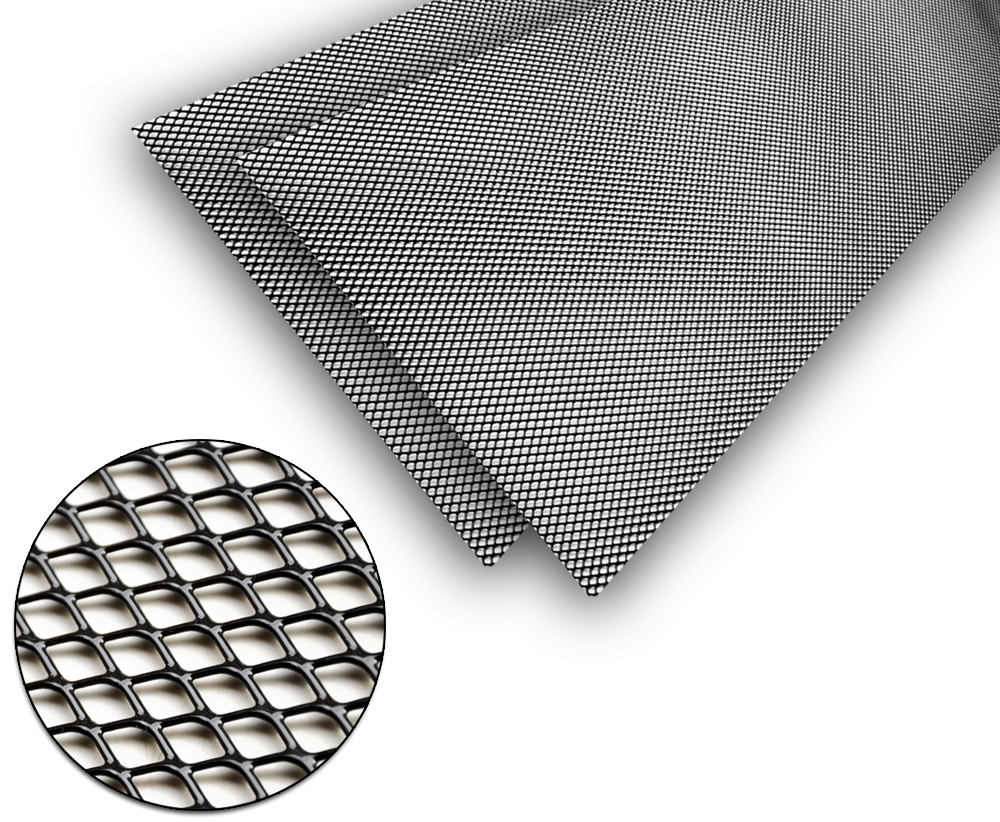 2 Grilles de Calandre Universelles en Aluminium Noir 100x25cm