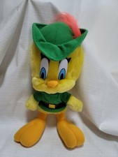 Vintage 1997 Warner Bros Loney Tunes- Robin Hood Tweety Bird 11" Plush