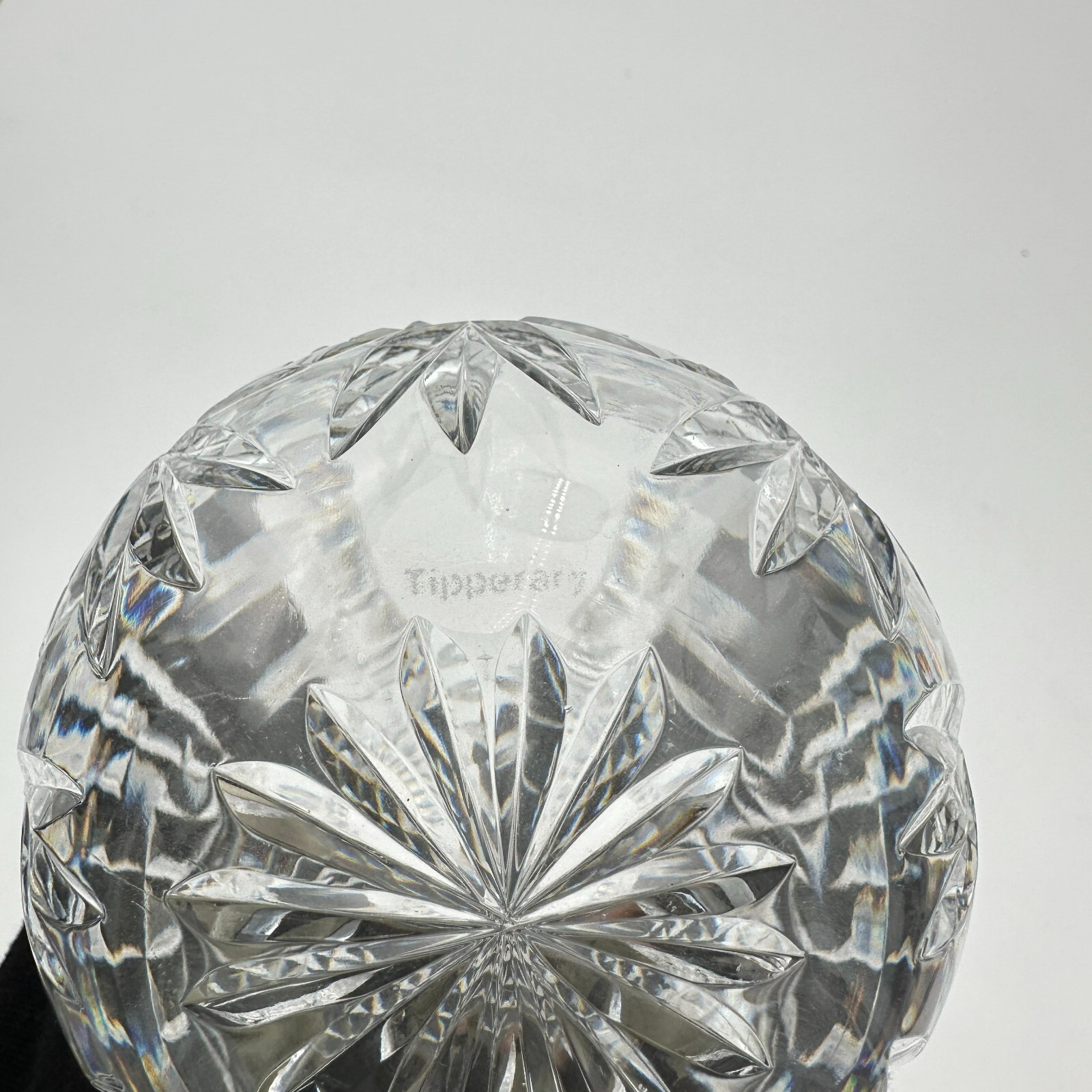 Vtg Tipperary Lead Crystal Vase Vertical Cuts Top Faceted Diamonds ~ 7" Ireland