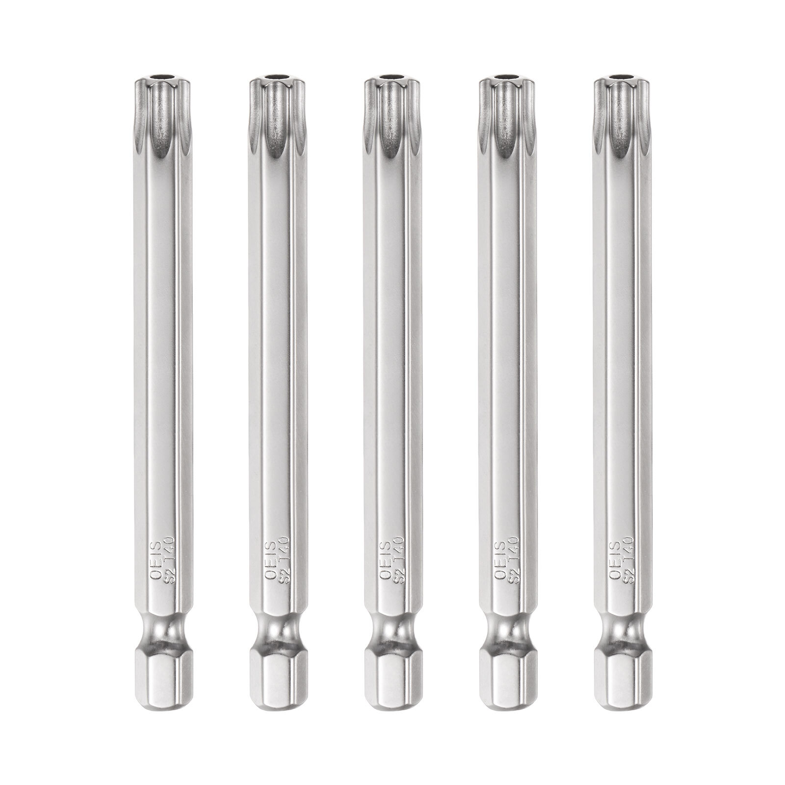 5Pcs T40 Torx Bit 1/4 Hex Shank 3 Inch S2 Steel Drill Bits  