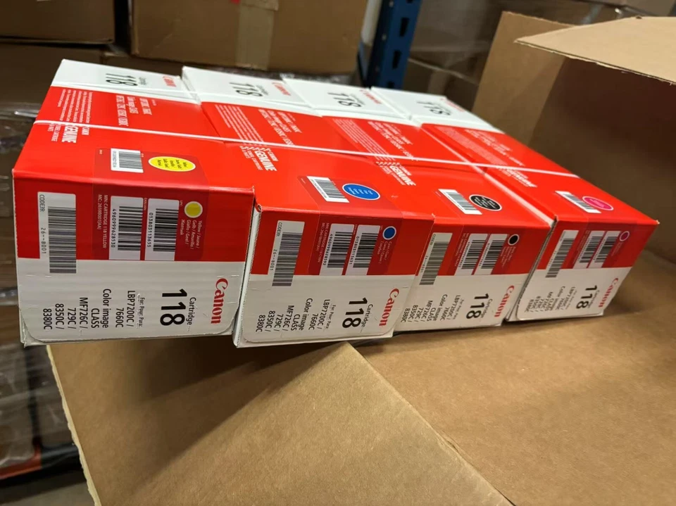 Canon 118 GENUINE new in box full 4 color set black, cyan, magenta, yellow - Image 2 of 4