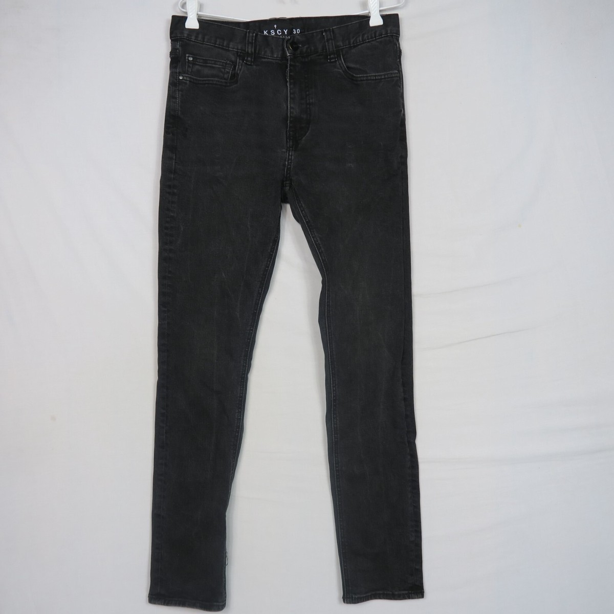 KSCY Kiss Chacey Mens Jeans 30W 30L Black Straight Slim Fit