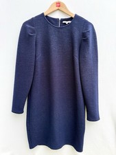 Oliver Bonas Sparkle Textured Shift Dress Navy Long Sleeve Party Evening UK 8
