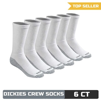 Dickies Dri-Tech Original Moisture Control Crew sokken voor heren, verkrijgbaar in M-XXL (6, 12, 18 paar), Hi-vis Oranje Zwart (6 Paren), X-Large