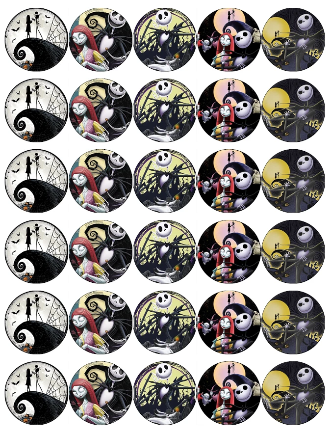 30x Nightmare Before Christmas Cupcake Toppers Essbare Backoblate Fairy Kuchen - Bild 1 von 1