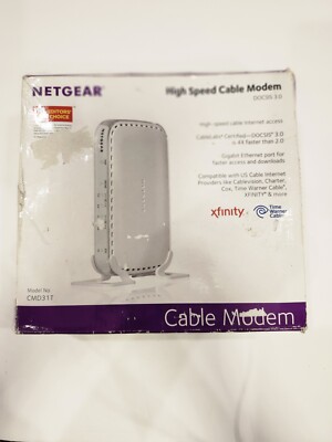 NETGEAR High Speed Cable Modem DOCIS 3.0 Model #CMD31T-100NAS UPIN 606449057263