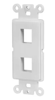 2-Port Decora Style Keystone Jack Wall Plate Insert Double Hole - White