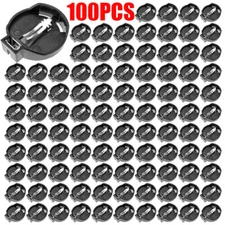 USA 100Pcs Button Coin Cell Battery Socket Holder Case Black CR2025 CR2032 Black