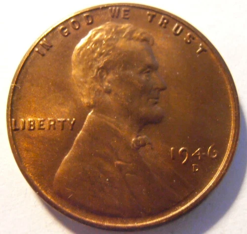 1946 D Lincoln Wheat Cent, GEM BU, High Grade - (46DRB5)