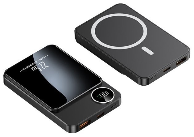 Gray MagSafe-Compatible Wireless Power Bank for iPhone Samsung Huawei Xiaomi Devices  -image