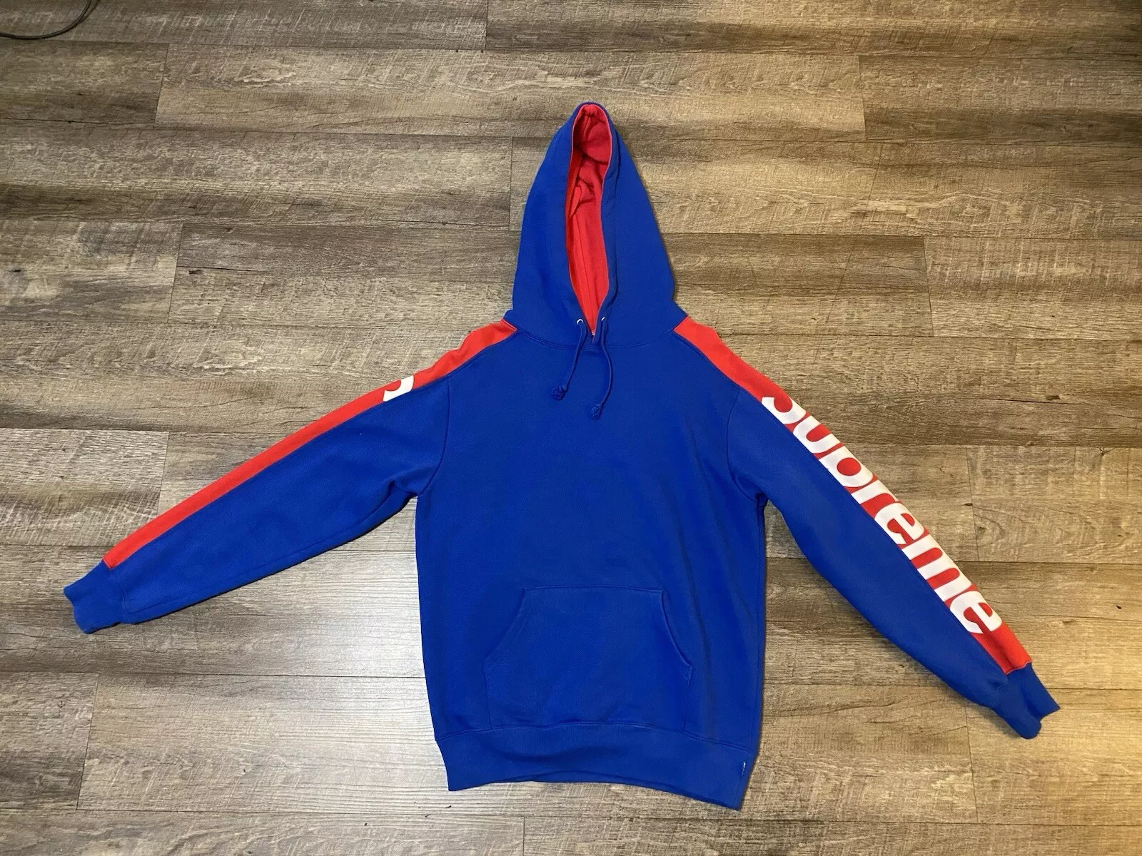 Sweat à capuche Supreme SS18 Sideline bleu royal rouge homme TAILLE S