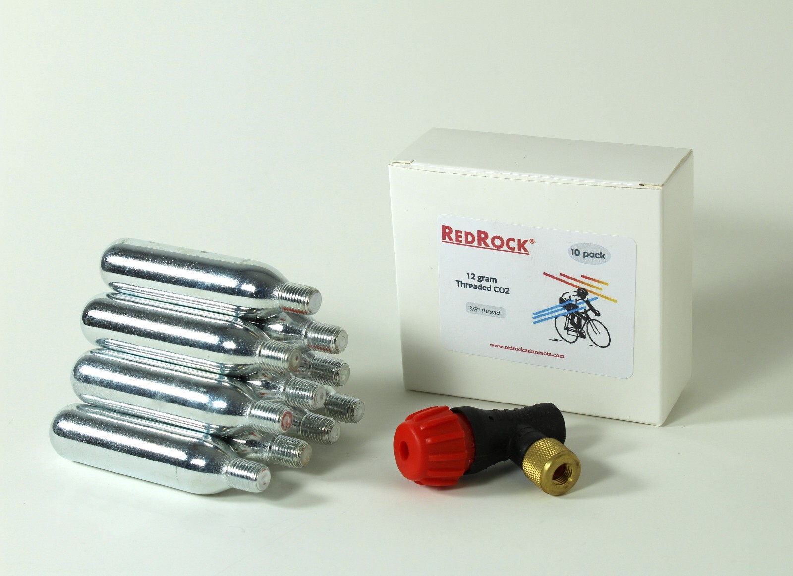 RedRock 16g Threaded CO₂ Cartridges (20-Pack) with Bicycle