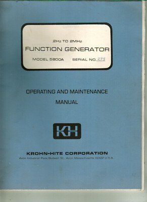 Krohn-Hite 5800A Function Generator Manual