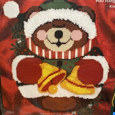 Janlynn Christmas Bear with Bells Wall Hanging Plastic Canvas Kit NIP J Elliott
