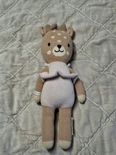 Cuddle Kind Doll Fawn Deer Plush Lovey Hand Knit Peru Pink Brown 14" EUC