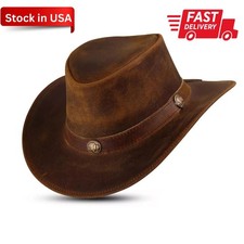 100 Genuine Suede Leather HAT Western Cowboy Hat Men and Women Hat Brown