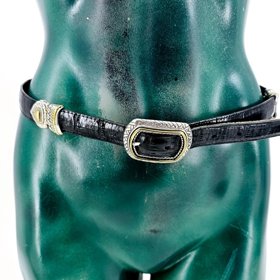 Cinturón de cuero reversible bicolor Brighton Marcus patrón cocodrilo en relieve 32 M/L Foto 4 de 4