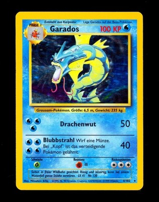 1999 Pokemon GYARADOS Base Set GERMAN Edition HOLO RARE Card 6/102 Garados WotC