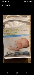 Swaddlez Pure Guard Bamboo Mini Portable Crib Mattress Protector 39”x27”x5”