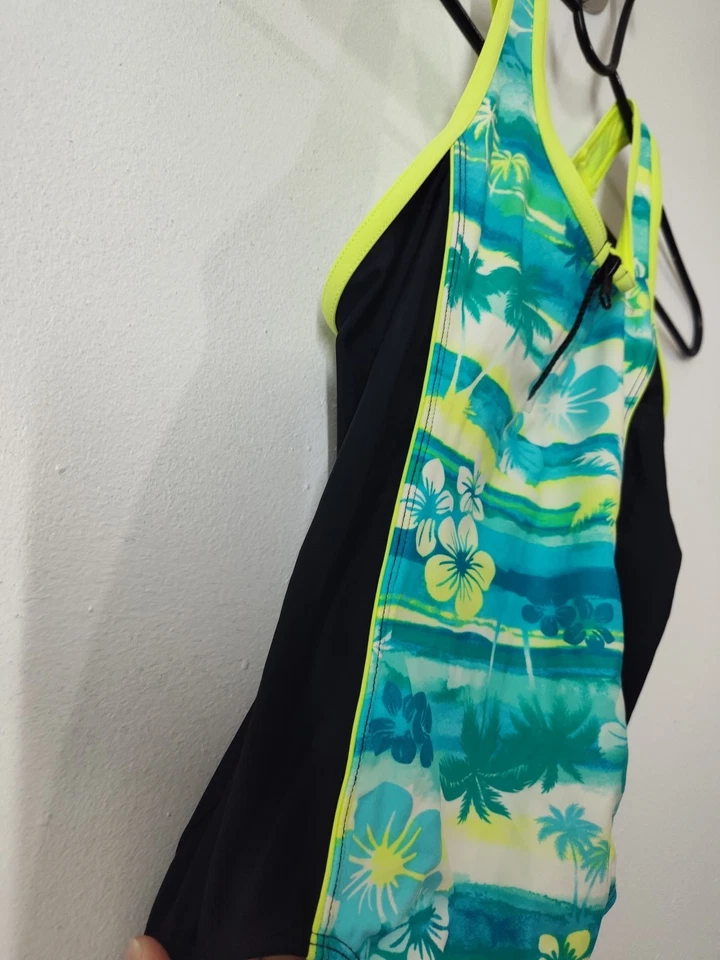ZEROXPOSUR Traje de Baño de Una Pieza Jóvenes Niñas 10/12 Mediano M Negro Verde Amarillo Foto 3 de 4