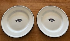 Vintage 1960s Taipro Blue Enamelware Plates Set of 2 Picnic Table USA American