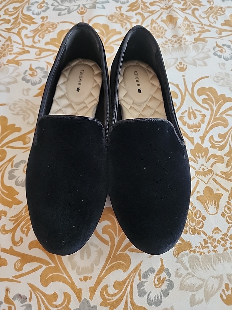 Birdies The Starling Black Velvet Flats Slippers Loafers  display picture 1