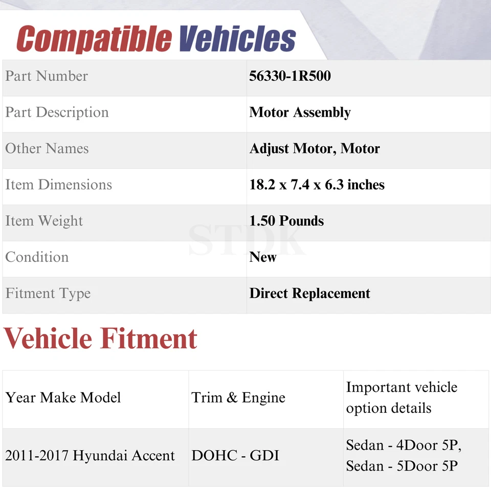 NUEVO Conjunto de motor de bomba de dirección asistida 56330-1R500 para Hyundai Accent 2012-2017 Foto 3 de 4
