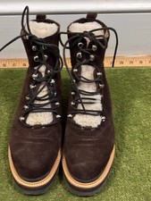 NWOB Marc Fisher Nordstrom Women s Dark Brown Suede Boots Real Shearling 9.5