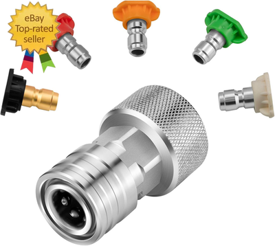 #ad Garden Hose to Pressure Washer Adapter with 5PCS Spray Nozzle Tips 3 4quot; GHT to $15.28