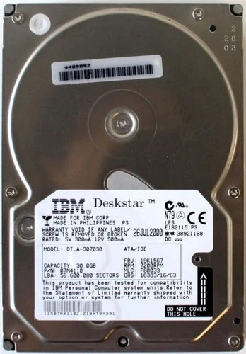 30gb, ibm dtla-307030 ata/ide, 07n4110, 19k1567, 7200rpm f80033