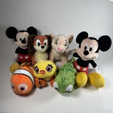 Disney Plush Lot Of 7 Variety Of Characters Mickey Nala Pascal Fifi Ducky