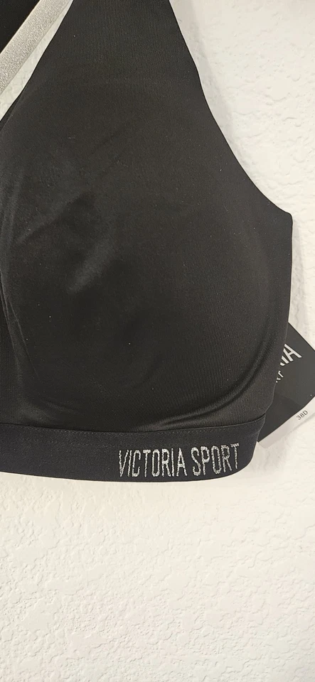 Victorias's Secret Victoria Sport Bra Size 38D Medium Support Black/Silver NWT - Image 3 of 4