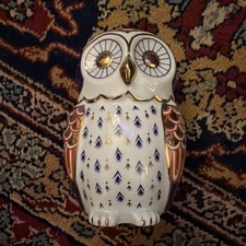Porcelain Owl Bird Figurine Gold Details Librasco Japan Ornate Art Paperweight