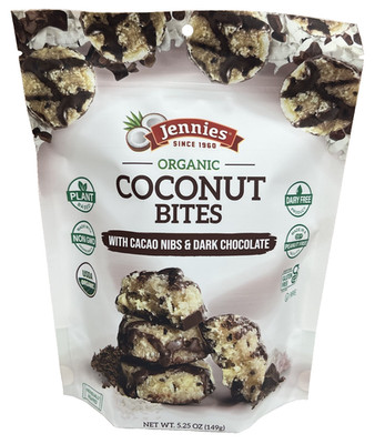 Jennies Organic Coconut Bites with Cacao Nibs & Dark Chocolate 5.25 oz